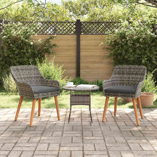 vidaXL Καρέκλα Κήπου 2 pcs Γκρι 62.5 x 55 x 82 εκ συνθετικό ρατάν