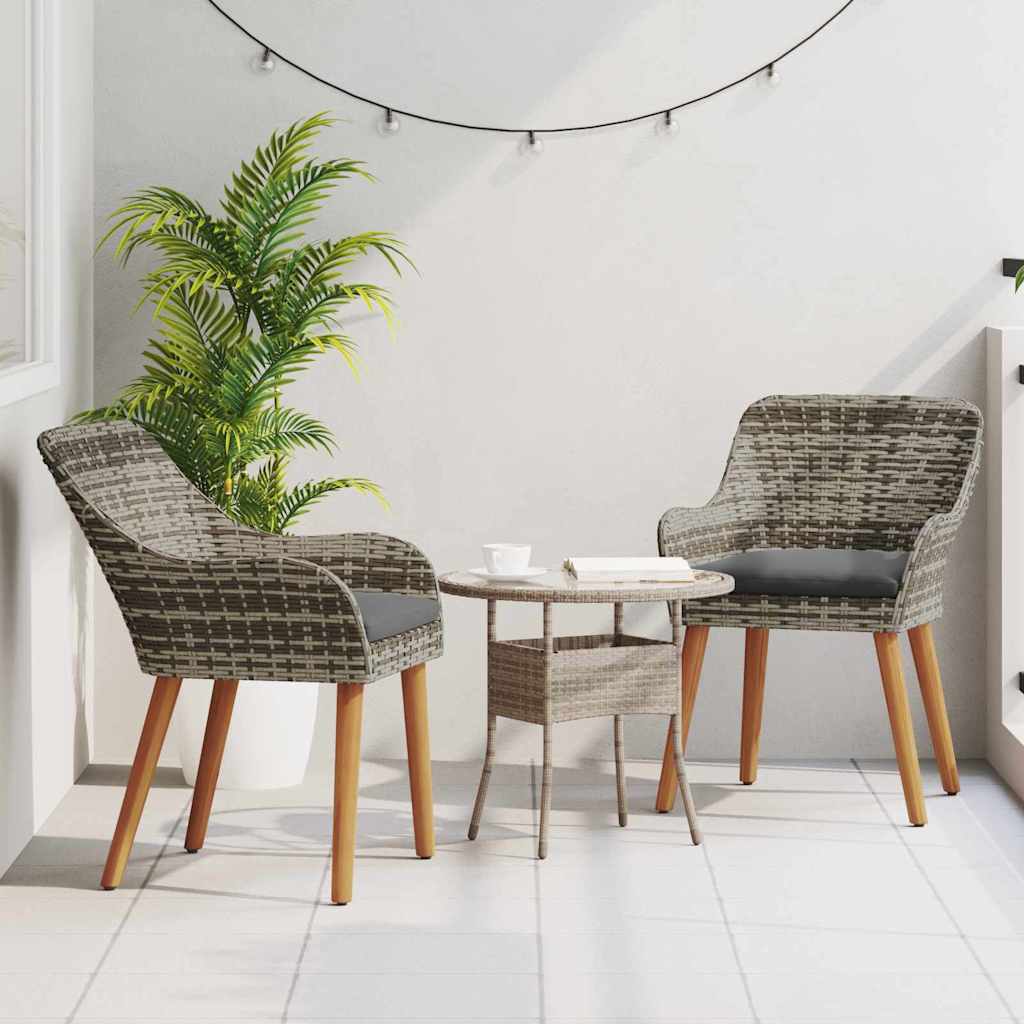 vidaXL Καρέκλα Κήπου 2 pcs Γκρι 62.5 x 55 x 82 εκ συνθετικό ρατάν