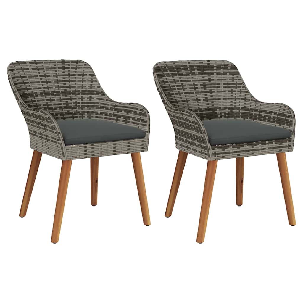 vidaXL Καρέκλα Κήπου 2 pcs Γκρι 62.5 x 55 x 82 εκ συνθετικό ρατάν