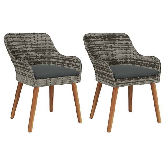 vidaXL Καρέκλα Κήπου 2 pcs Γκρι 62.5 x 55 x 82 εκ συνθετικό ρατάν