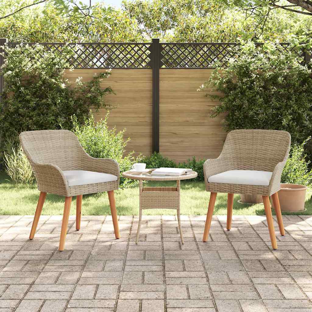 vidaXL Καρέκλα Κήπου 2 pcs Μπεζ 62.5 x 55 x 82 εκ συνθετικό ρατάν