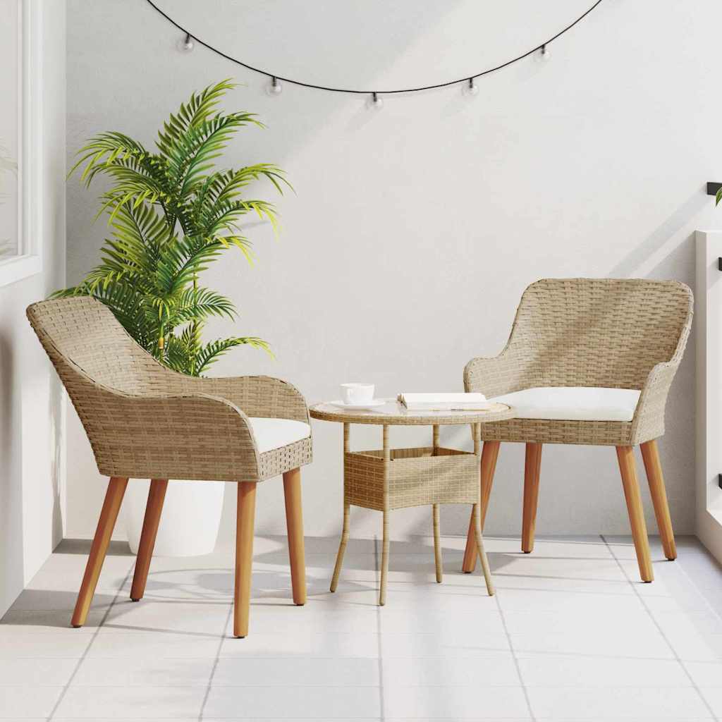 vidaXL Καρέκλα Κήπου 2 pcs Μπεζ 62.5 x 55 x 82 εκ συνθετικό ρατάν