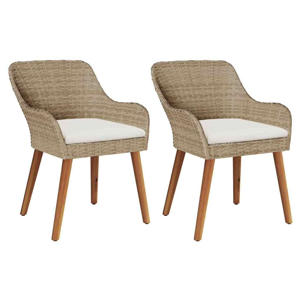 vidaXL Καρέκλα Κήπου 2 pcs Μπεζ 62.5 x 55 x 82 εκ συνθετικό ρατάν