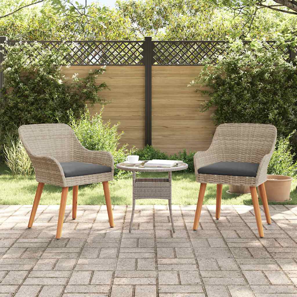 vidaXL Καρέκλα Κήπου με μαξιλάρι 2 pcs Ανοιχτό γκρι 62.5 x 55 x 82 εκ