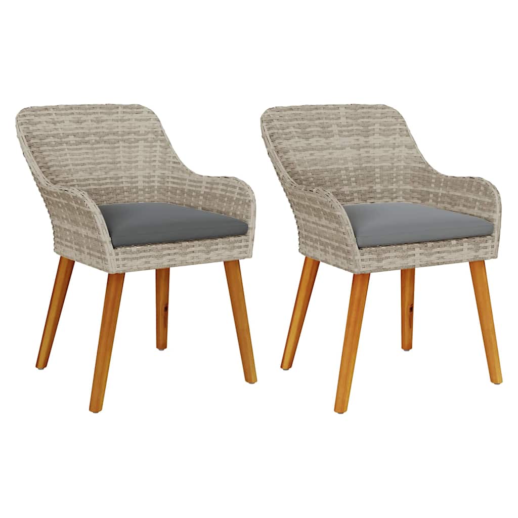 vidaXL Καρέκλα Κήπου με μαξιλάρι 2 pcs Ανοιχτό γκρι 62.5 x 55 x 82 εκ