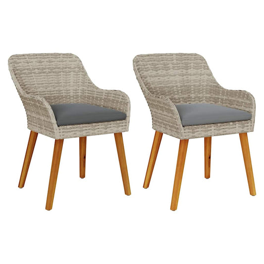 vidaXL Καρέκλα Κήπου με μαξιλάρι 2 pcs Ανοιχτό γκρι 62.5 x 55 x 82 εκ