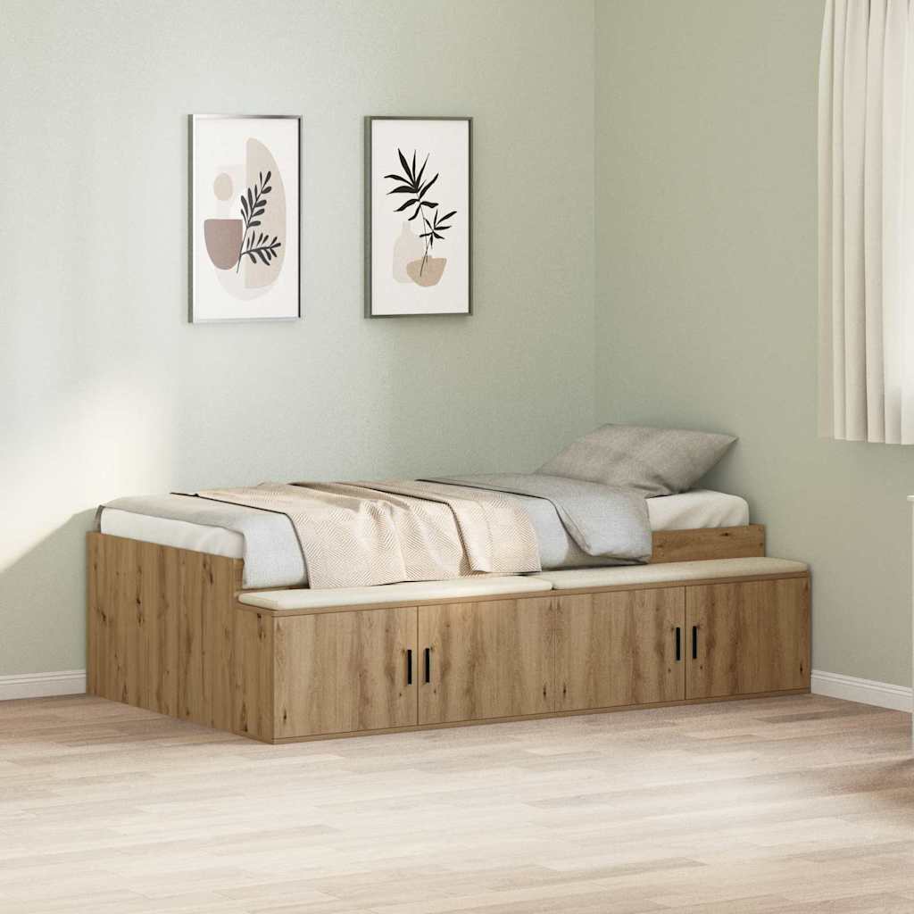 vidaXL Σκελετός Κρεβατιού Artisan Oak 100 x 200 cm Επεξεργασμένο Ξύλο