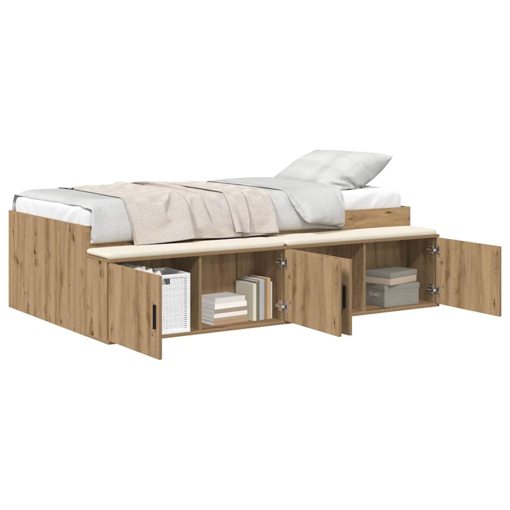 vidaXL Σκελετός Κρεβατιού Artisan Oak 100 x 200 cm Επεξεργασμένο Ξύλο