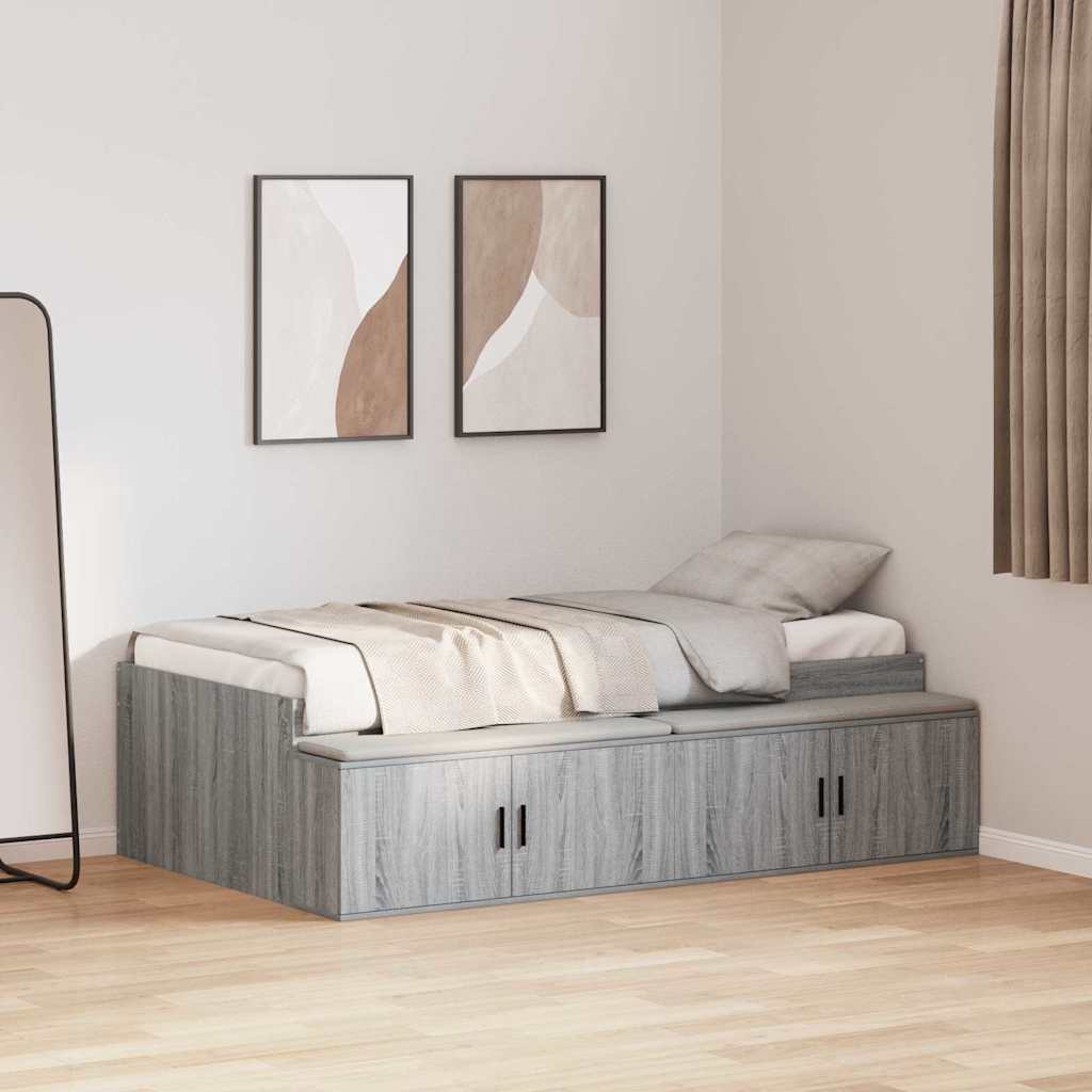 vidaXL Σκελετός Κρεβατιού Γκρίζο Σονομα 90 x 200 cm Επεξεργασμένο ξύλο