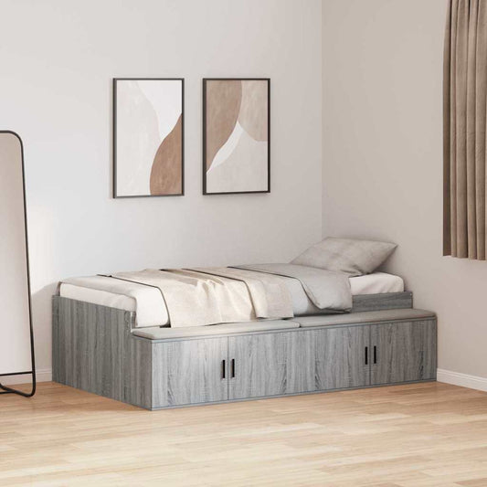 vidaXL Σκελετός Κρεβατιού Γκρίζο Σονομα 90 x 200 cm Επεξεργασμένο ξύλο
