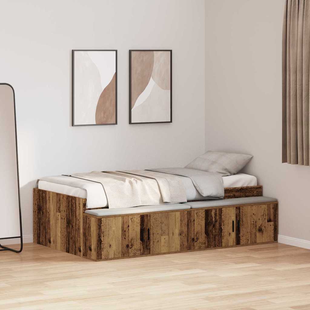 vidaXL Σκελετός Κρεβατιού Παλιό Ξύλο 90 x 200 cm Επεξεργασμένο ξύλο