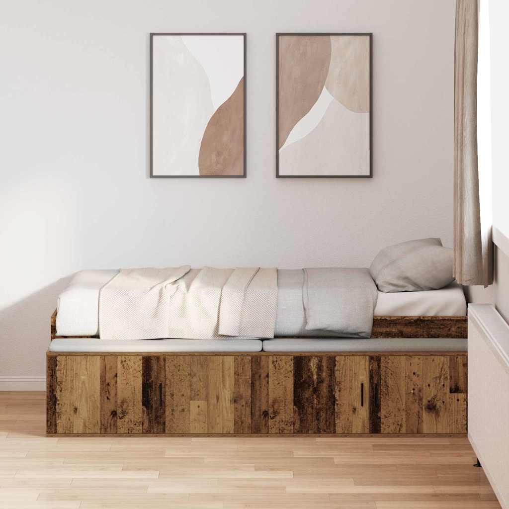 vidaXL Σκελετός Κρεβατιού Παλιό Ξύλο 90 x 200 cm Επεξεργασμένο ξύλο