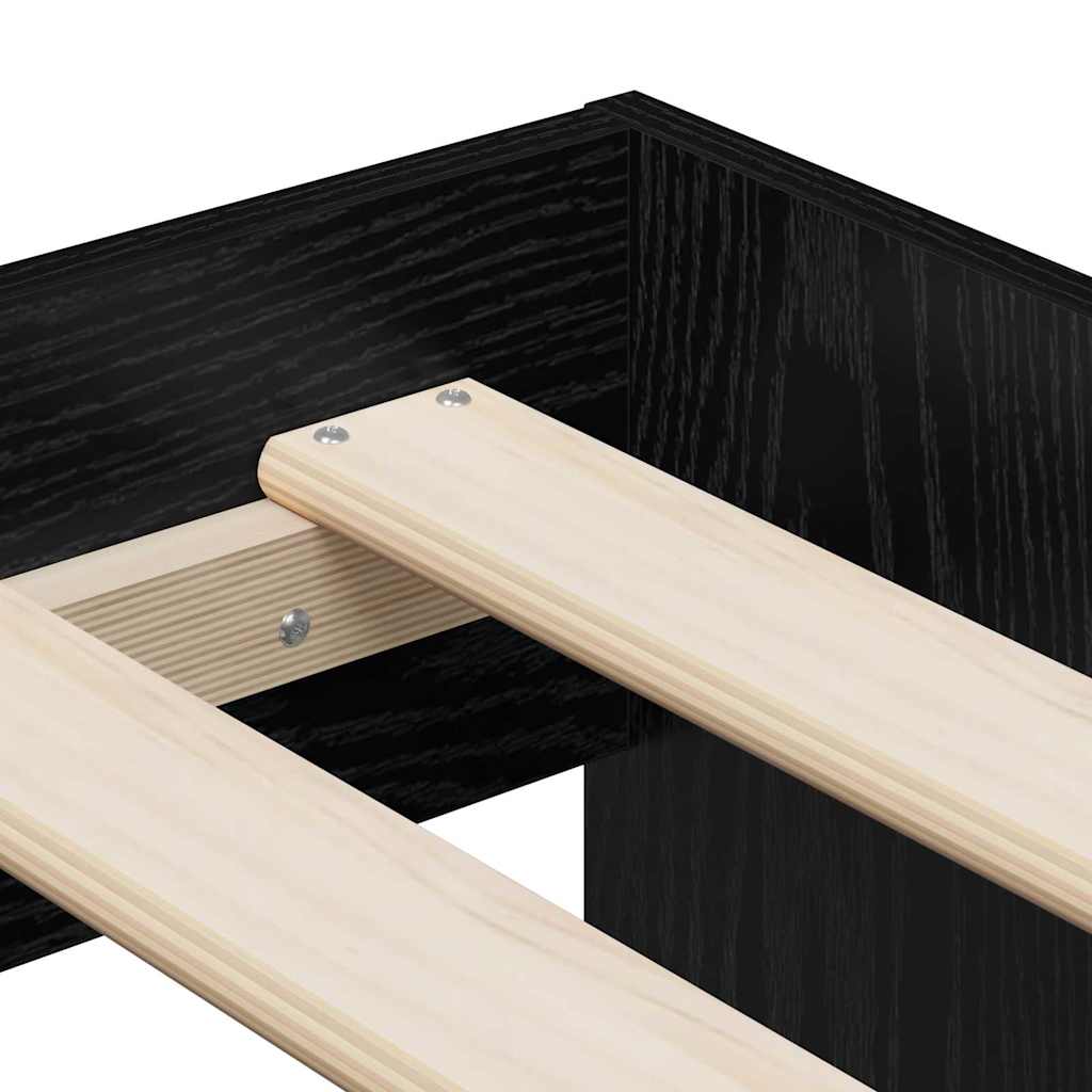 vidaXL Σκελετός Κρεβατιού Μαύρη Οξυά 90 x 190 cm Επεξεργασμένο Ξύλο