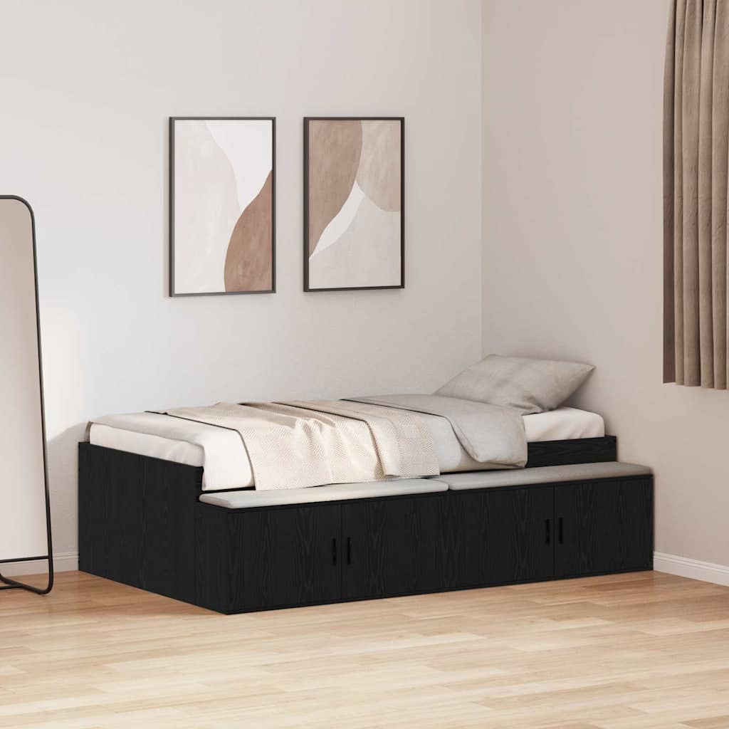 vidaXL Σκελετός Κρεβατιού Μαύρη Οξυά 90 x 190 cm Επεξεργασμένο Ξύλο