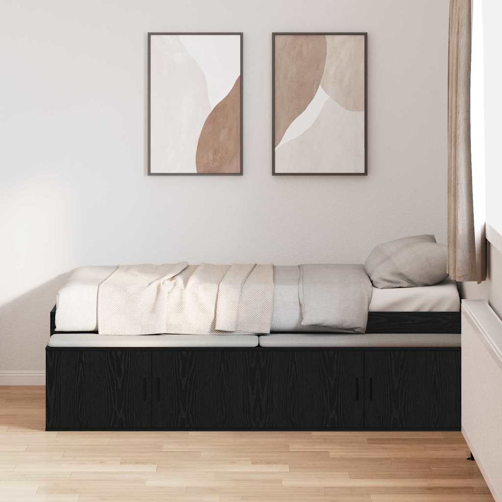 vidaXL Σκελετός Κρεβατιού Μαύρη Οξυά 90 x 190 cm Επεξεργασμένο Ξύλο