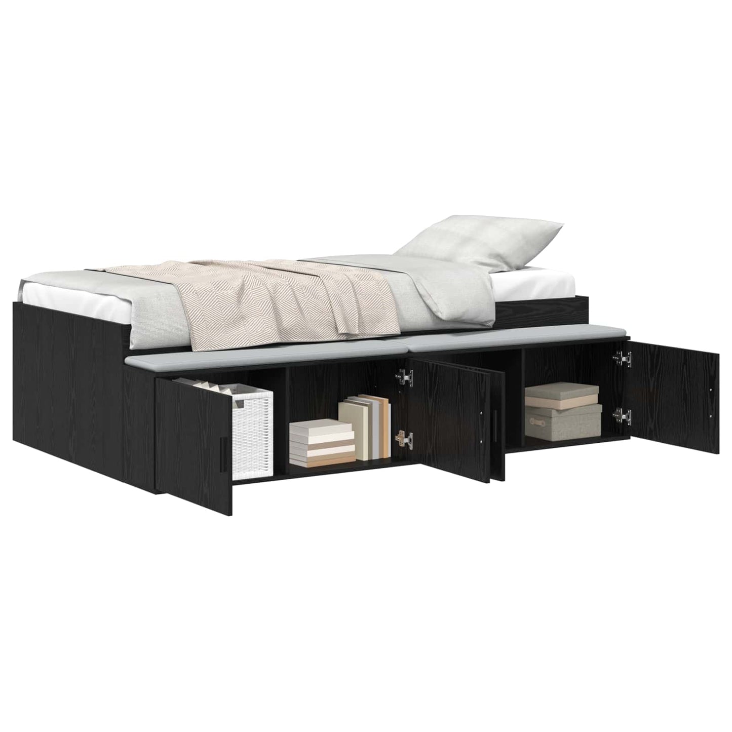 vidaXL Σκελετός Κρεβατιού Μαύρη Οξυά 90 x 190 cm Επεξεργασμένο Ξύλο