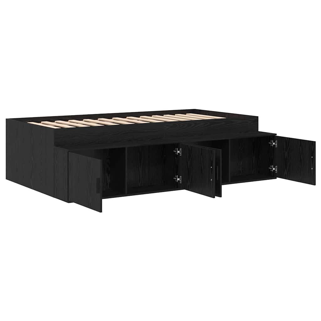 vidaXL Σκελετός Κρεβατιού Μαύρη Οξυά 90 x 190 cm Επεξεργασμένο Ξύλο