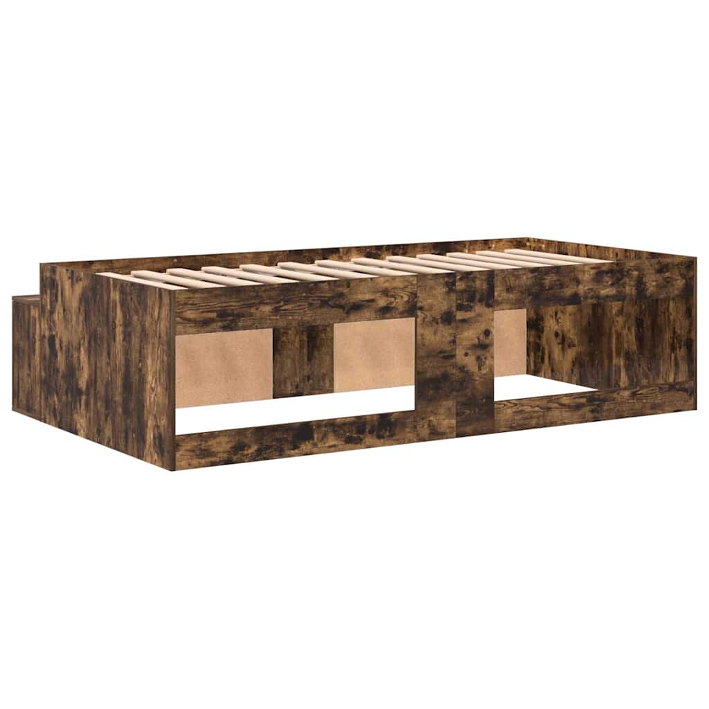 vidaXL Σκελετός Κρεβατιού Καπνιστό Δρύς 90 x 190 cm Επεξεργασμένο ξύλο