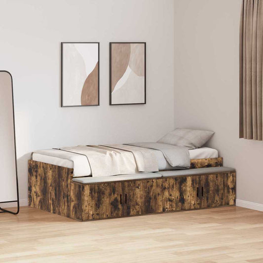 vidaXL Σκελετός Κρεβατιού Καπνιστό Δρύς 70 x 190 cm Επεξεργασμένο ξύλο