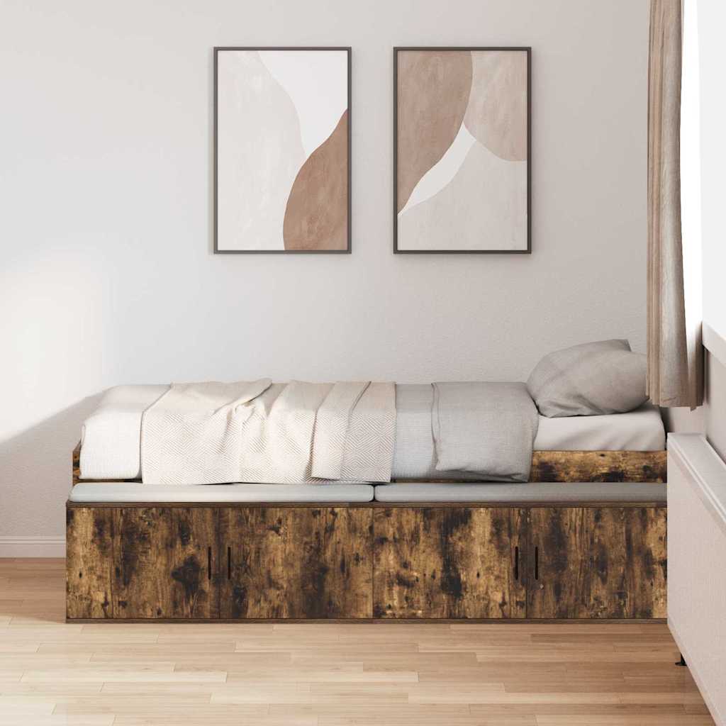 vidaXL Σκελετός Κρεβατιού Καπνιστό Δρύς 70 x 190 cm Επεξεργασμένο ξύλο