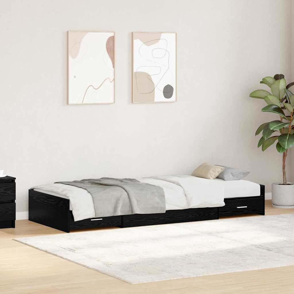 vidaXL Σκελετός Κρεβατιού Μαύρη Οξυά 98.5 x 200 εκ Επεξεργασμένο ξύλο