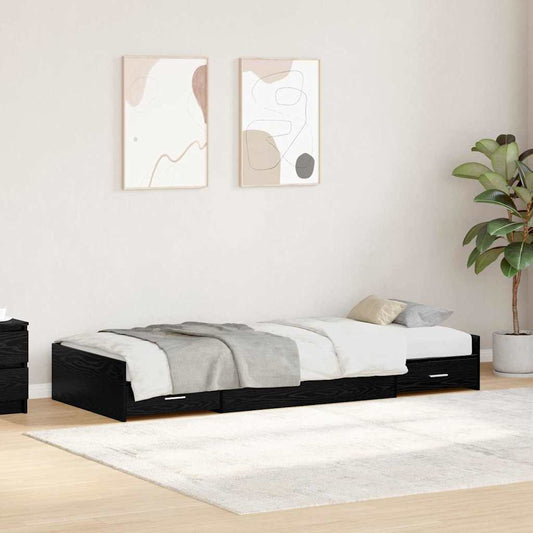 vidaXL Σκελετός Κρεβατιού Μαύρη Οξυά 98.5 x 200 εκ Επεξεργασμένο ξύλο