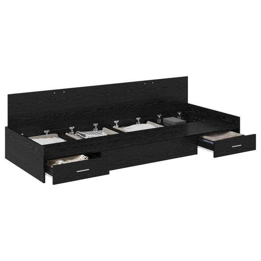 vidaXL Σκελετός Κρεβατιού Μαύρη Οξυά 75 x 190 cm Επεξεργασμένο ξύλο