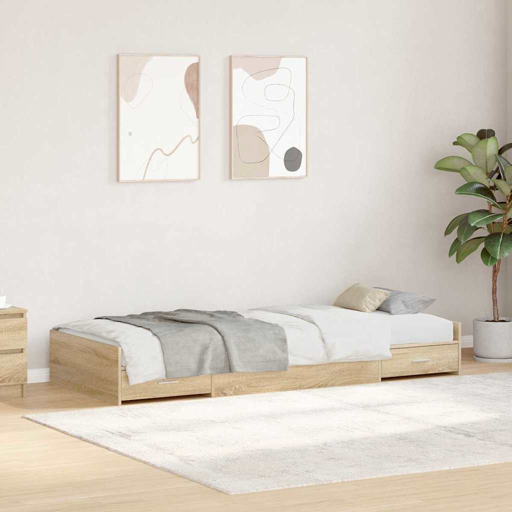vidaXL Σκελετός Κρεβατιού Δρύς Sonoma 75 x 190 cm Επεξεργασμένο ξύλο