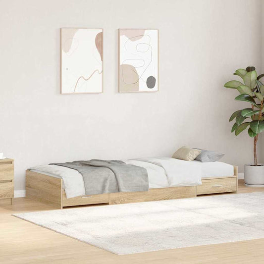 vidaXL Σκελετός Κρεβατιού Δρύς Sonoma 75 x 190 cm Επεξεργασμένο ξύλο