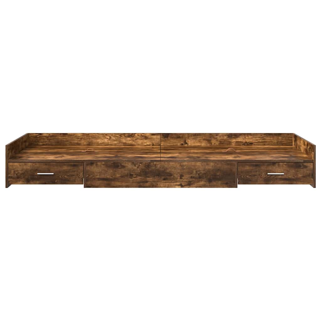 vidaXL Σκελετός Κρεβατιού Καπνιστό Δρύς 75 x 190 cm Επεξεργασμένο ξύλο