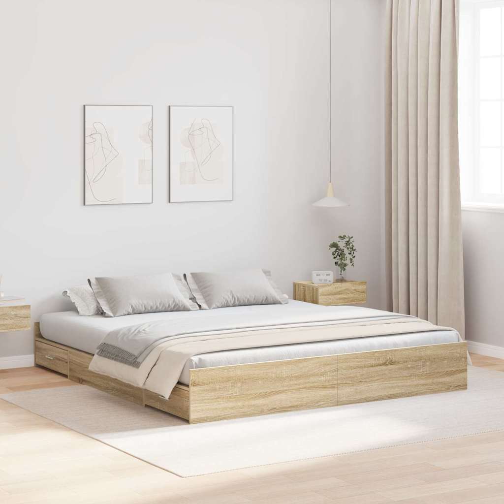 vidaXL Κρεβάτι με αποθηκευτικό χώρο Δρύς Sonoma 200 x 200 cm