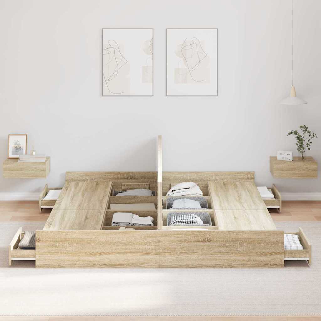 vidaXL Κρεβάτι με αποθηκευτικό χώρο Δρύς Sonoma 200 x 200 cm