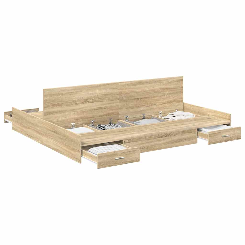 vidaXL Κρεβάτι με αποθηκευτικό χώρο Sonoma Δρυς 180 x 200 cm