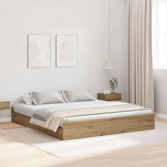 vidaXL Κρεβάτι με αποθηκευτικό χώρο με πόρτα Artisan Oak 180 x 200 cm
