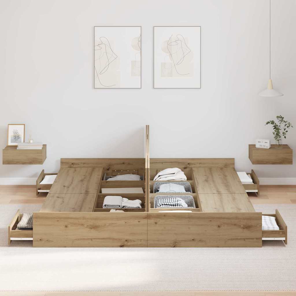 vidaXL Κρεβάτι με αποθηκευτικό χώρο με πόρτα Artisan Oak 180 x 200 cm