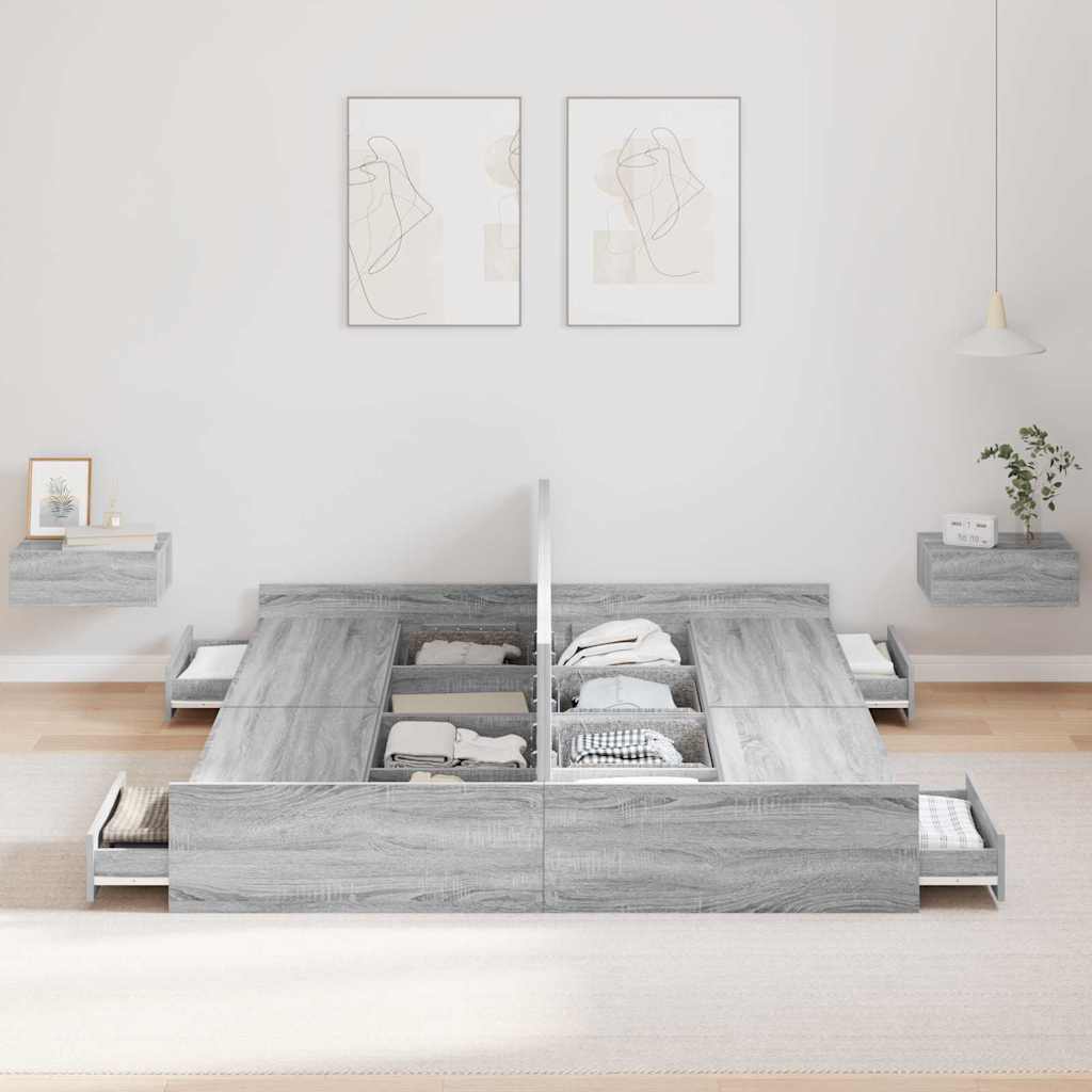 vidaXL Κρεβάτι με αποθηκευτικό χώρο Γκρι sonoma 160 x 200 cm