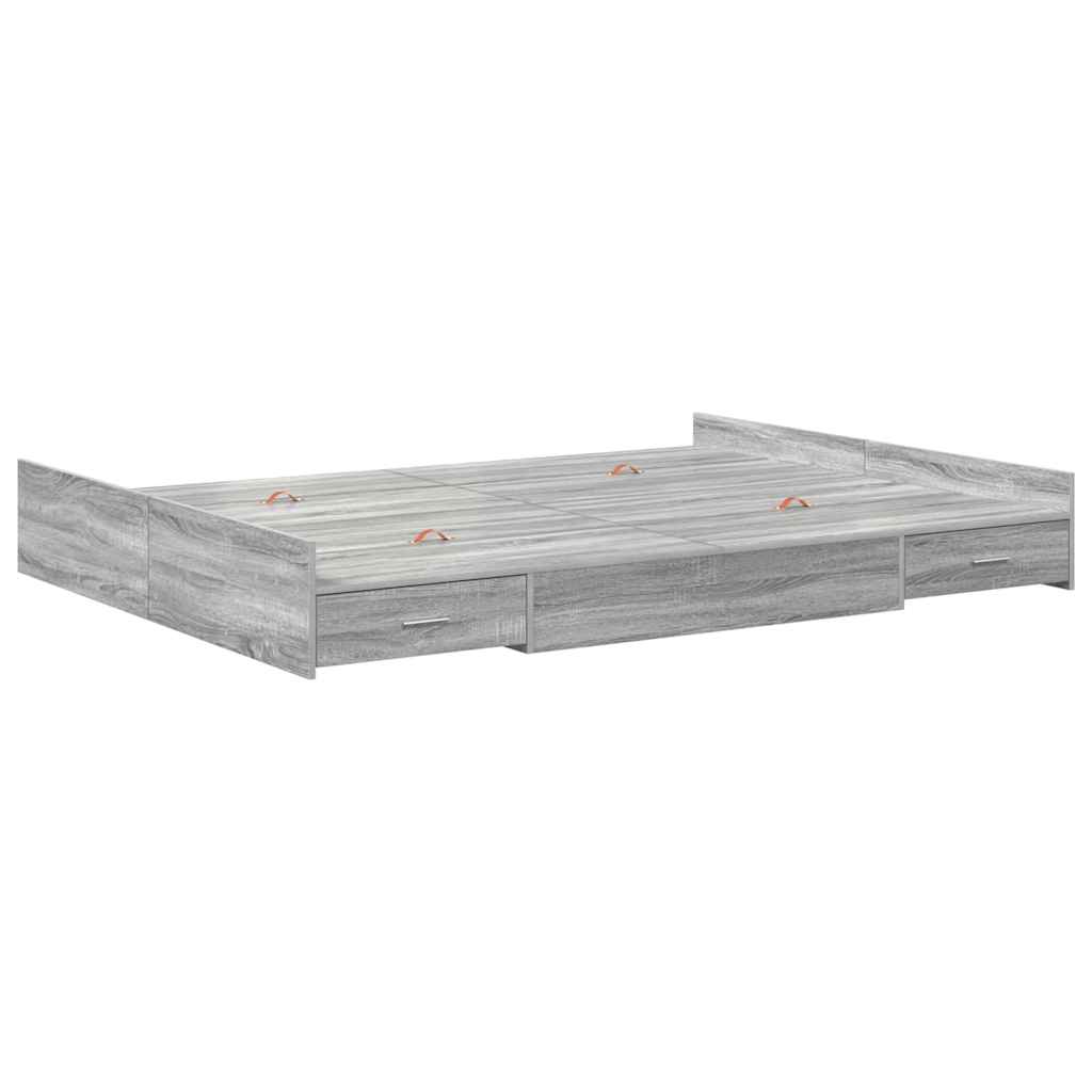 vidaXL Κρεβάτι με αποθηκευτικό χώρο Γκρι sonoma 160 x 200 cm