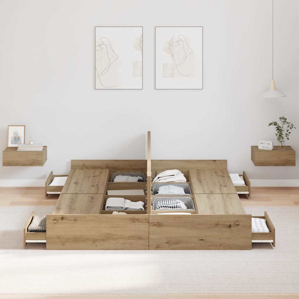 vidaXL Κρεβάτι με αποθηκευτικό χώρο με πόρτα Artisan Oak 160 x 200 cm