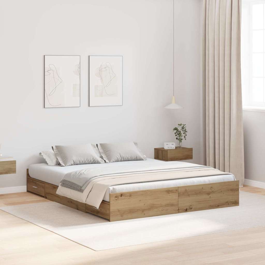 vidaXL Κρεβάτι με αποθηκευτικό χώρο με πόρτα Artisan Oak 150 x 200 cm