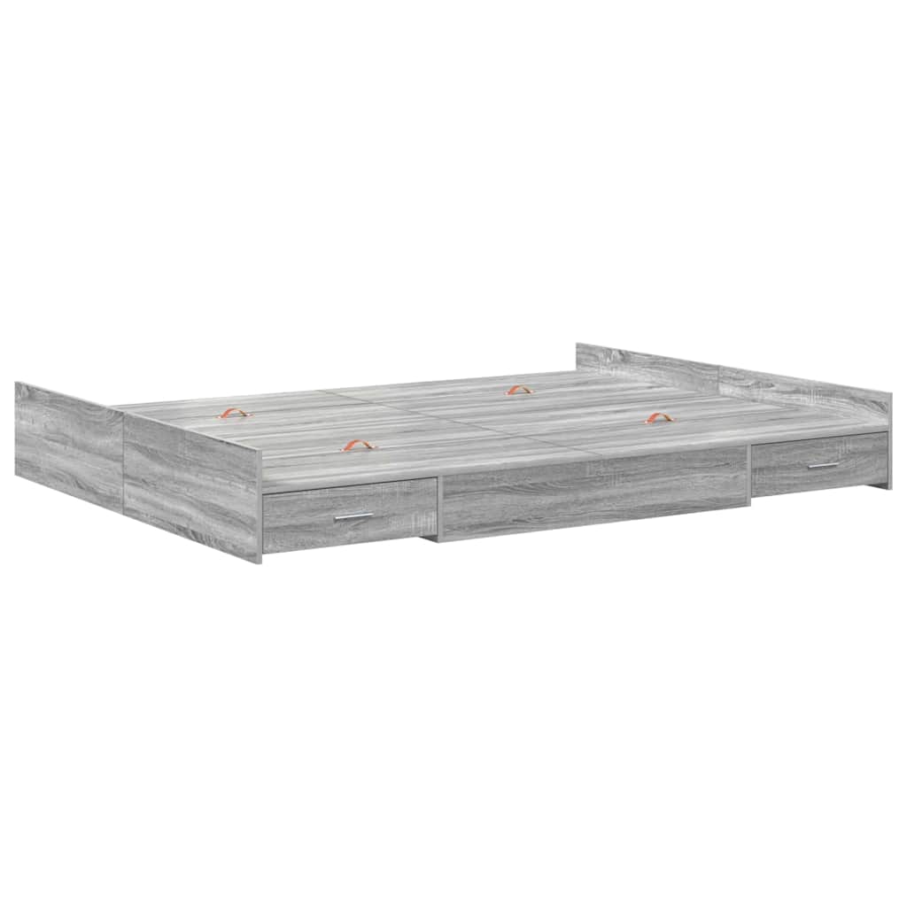 vidaXL Κρεβάτι με αποθηκευτικό χώρο Γκρι sonoma 140 x 200 cm