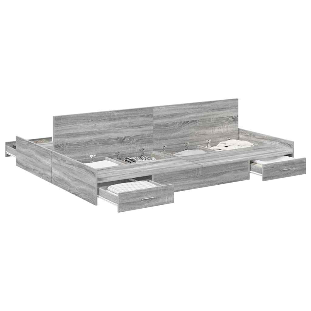 vidaXL Κρεβάτι με αποθηκευτικό χώρο Γκρι sonoma 140 x 200 cm