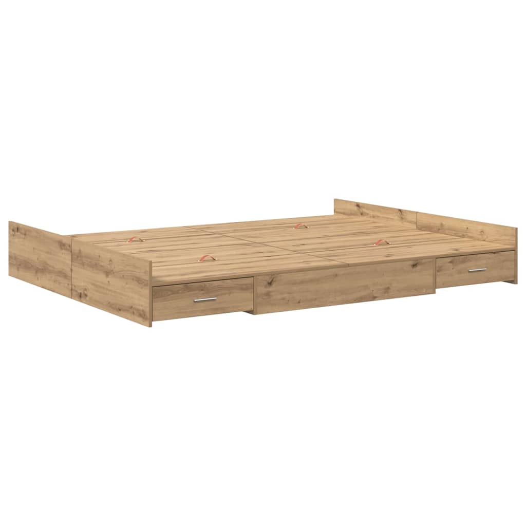 vidaXL Κρεβάτι με αποθηκευτικό χώρο με πόρτα Artisan Oak 140 x 200 cm