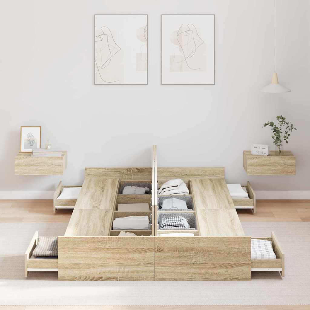 vidaXL Κρεβάτι με αποθηκευτικό χώρο Sonoma Δρυς 120 x 200 cm