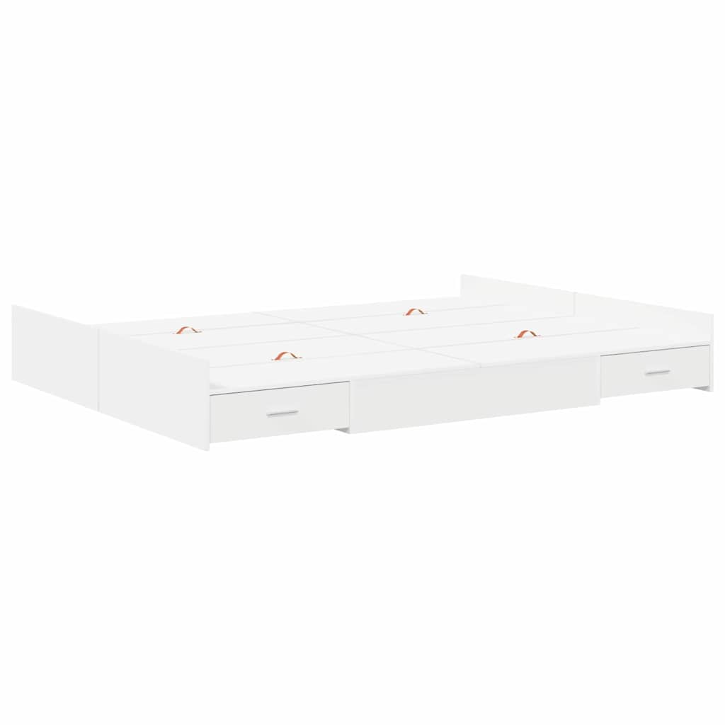 vidaXL Κρεβάτι με αποθηκευτικό χώρο Λευκό 140 x 190 cm Ματ ιμάντας