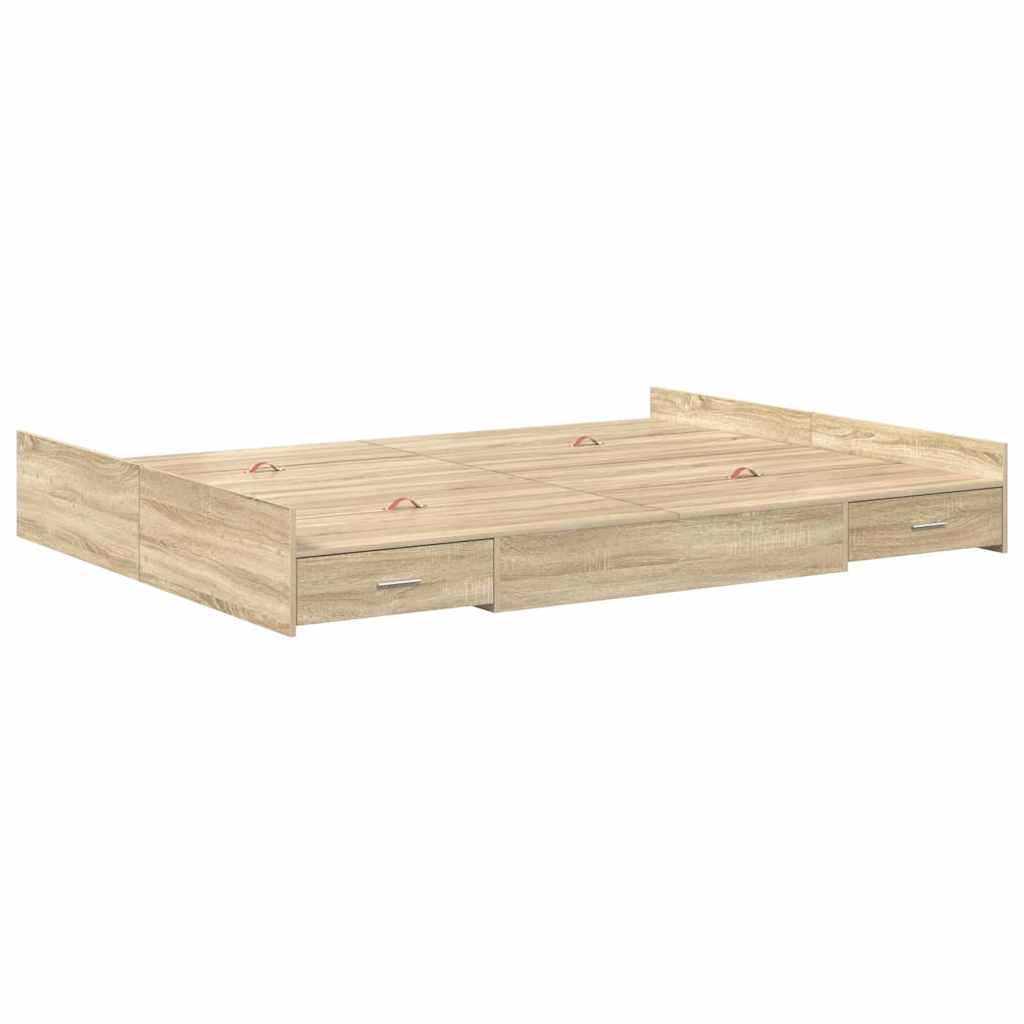 vidaXL Κρεβάτι με αποθηκευτικό χώρο Sonoma Δρυς 140 x 190 cm Μελαμίνη