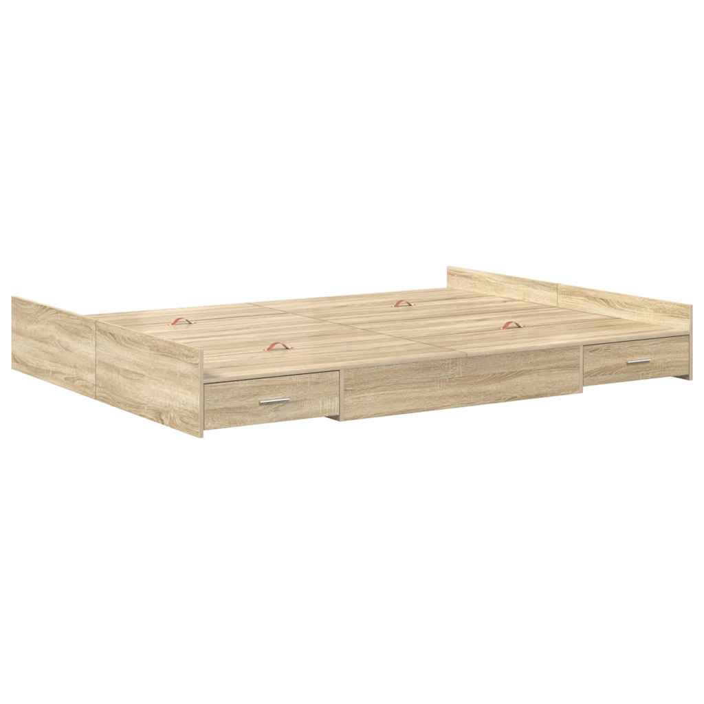 vidaXL Κρεβάτι με αποθηκευτικό χώρο Sonoma Δρυς 140 x 190 cm Μελαμίνη