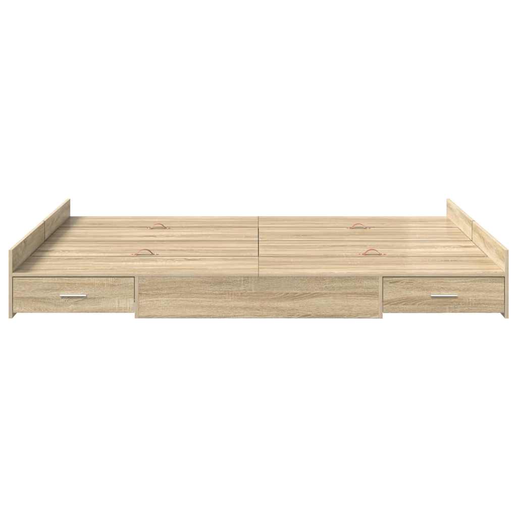 vidaXL Κρεβάτι με αποθηκευτικό χώρο Sonoma Δρυς 140 x 190 cm Μελαμίνη