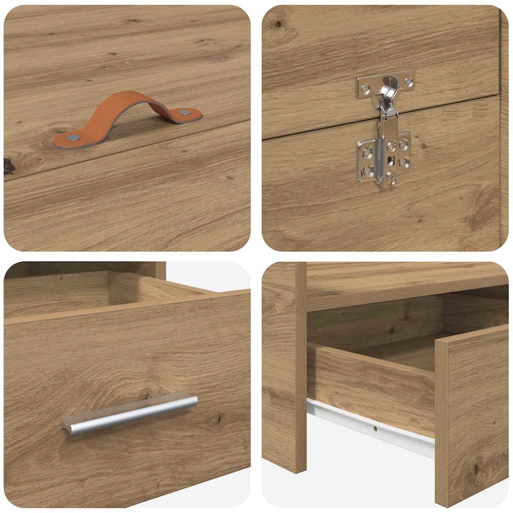 vidaXL Κρεβάτι με αποθηκευτικό χώρο με πόρτα Artisan Oak 140 x 190 cm