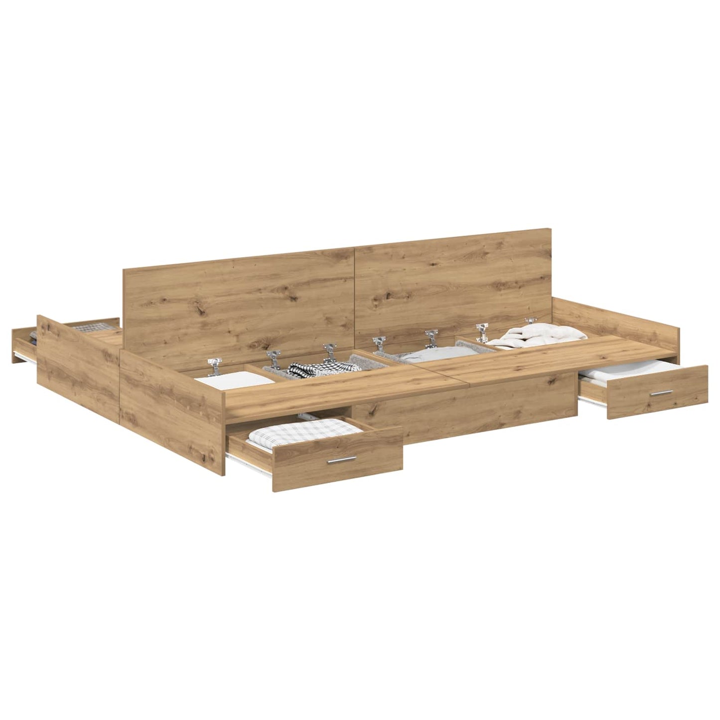 vidaXL Κρεβάτι με αποθηκευτικό χώρο με πόρτα Artisan Oak 140 x 190 cm