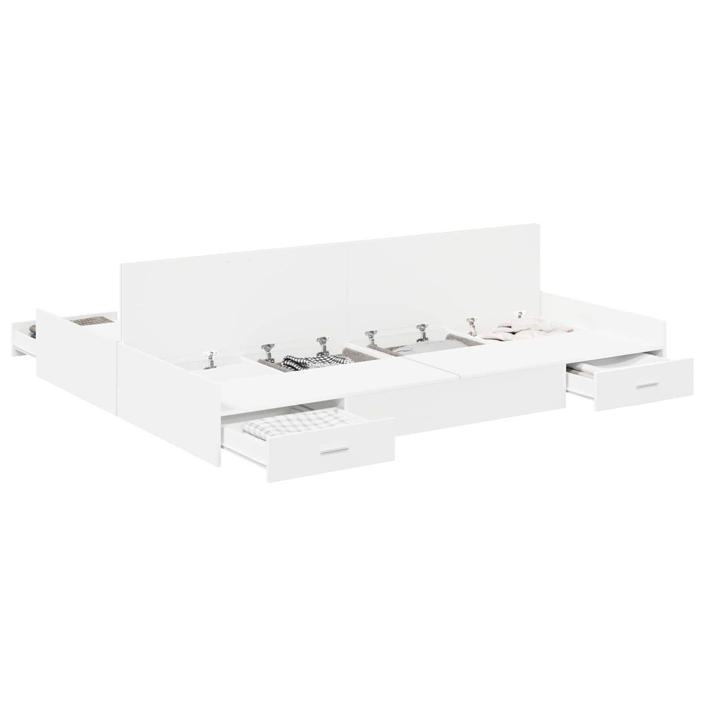 vidaXL Κρεβάτι με αποθηκευτικό χώρο Λευκό 135 x 190 cm Μοριοσανίδα